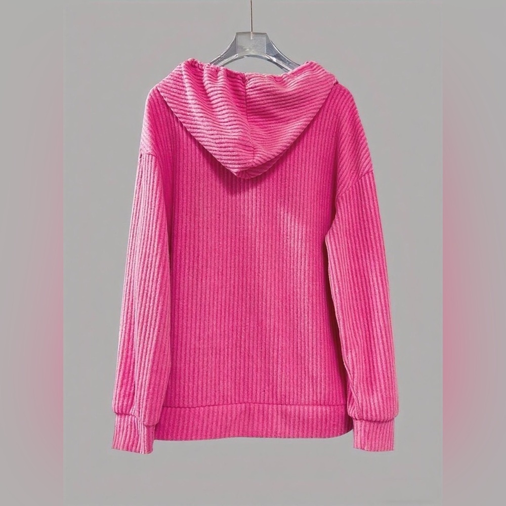 Button-Front Drawstring Hoodie - Picture 8 of 12